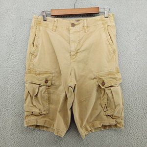 American Eagle Shorts Mens Size 30 Beige Khaki Cargo‎ Cotton Twill Flex